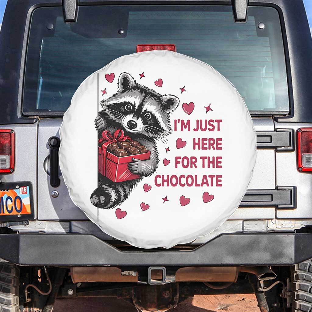 Valentine Racoon Trash Panda Spare Tire Cover I'm Just Here For The Chocolate TS14 No hole White Print Your Wear