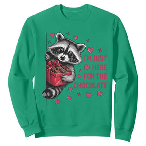 Valentine Racoon Trash Panda Sweatshirt I'm Just Here For The Chocolate TS14 Irish Green Print Your Wear
