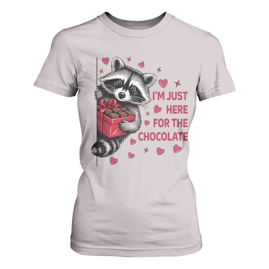 Valentine Racoon Trash Panda T Shirt For Women I'm Just Here For The Chocolate TS14 Ice Gray Print Your Wear