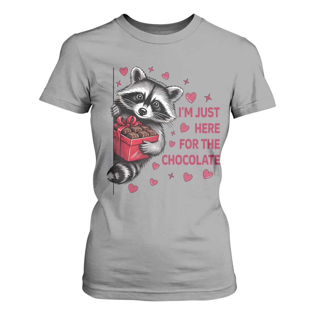 Valentine Racoon Trash Panda T Shirt For Women I'm Just Here For The Chocolate TS14 Sport Gray Print Your Wear