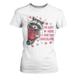 Valentine Racoon Trash Panda T Shirt For Women I'm Just Here For The Chocolate TS14 White Print Your Wear