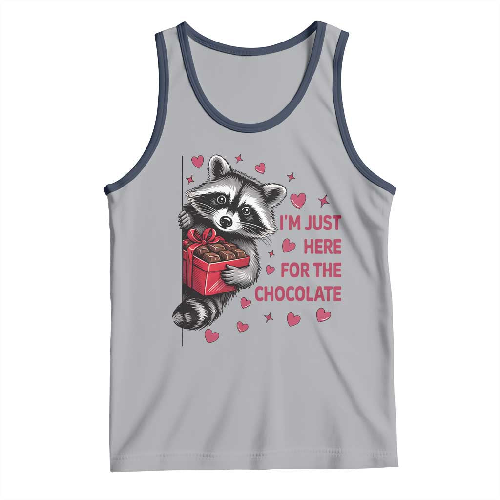 Valentine Racoon Trash Panda Tank Top I'm Just Here For The Chocolate TS14 Athletic Heather Navy Print Your Wear