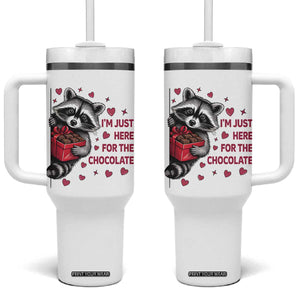 Valentine Racoon Trash Panda Tumbler With Handle I'm Just Here For The Chocolate TS14 One Size: 40 oz White Print Your Wear