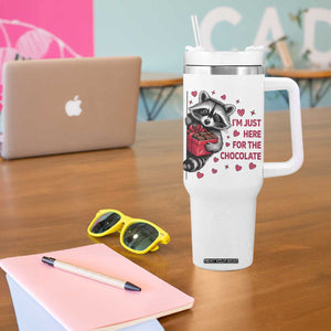 Valentine Racoon Trash Panda Tumbler With Handle I'm Just Here For The Chocolate TS14 Print Your Wear