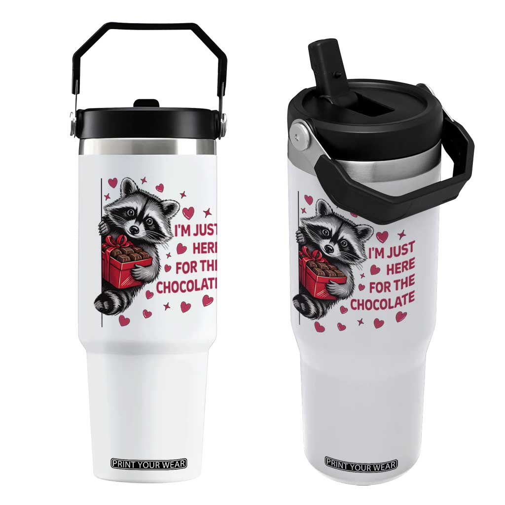 Valentine Racoon Trash Panda Flip Straw Tumbler I'm Just Here For The Chocolate TS14 One Size: 30 oz White Print Your Wear