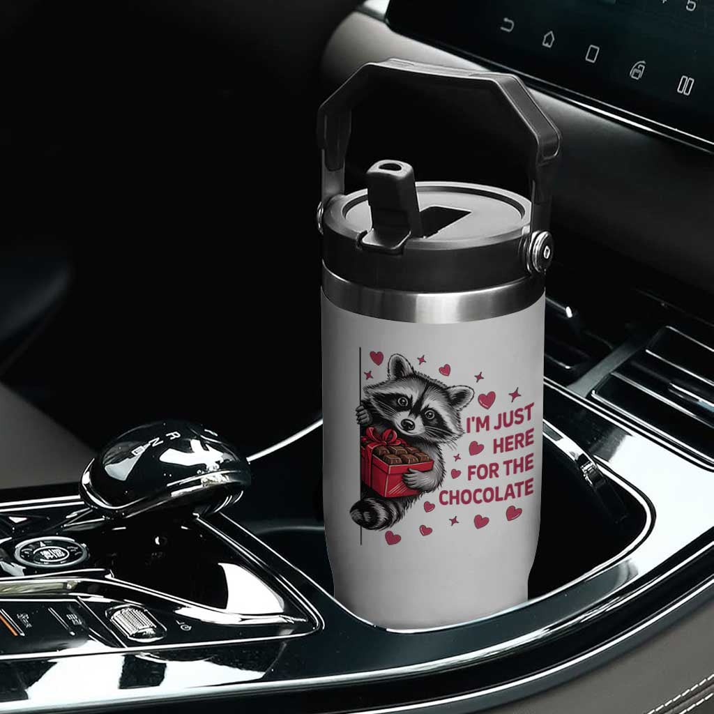Valentine Racoon Trash Panda Flip Straw Tumbler I'm Just Here For The Chocolate TS14 Print Your Wear