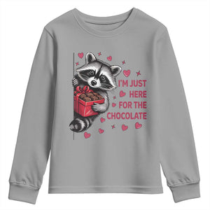 Valentine Racoon Trash Panda Youth Sweatshirt I'm Just Here For The Chocolate TS14 Sport Gray Print Your Wear