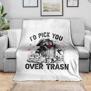 Valentine Racoon Trash Panda Throw Blanket I Would Pick You Over Trash TS14 Print Your Wear