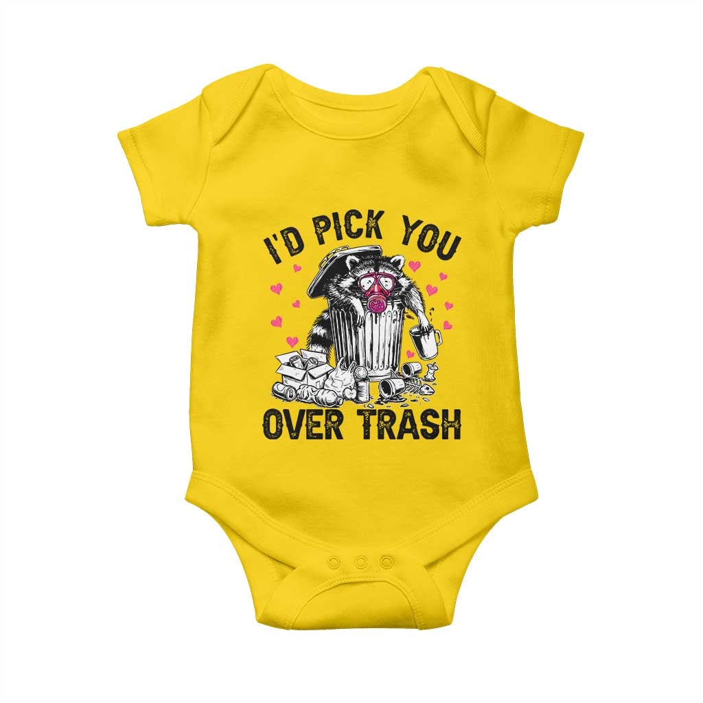 Valentine Racoon Trash Panda Baby Onesie I Would Pick You Over Trash TS14 Daisy Print Your Wear