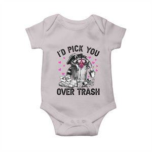 Valentine Racoon Trash Panda Baby Onesie I Would Pick You Over Trash TS14 Ice Gray Print Your Wear