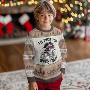 Valentine Racoon Trash Panda Ugly Christmas Sweater I Would Pick You Over Trash TS14 Mocha Mousse Print Your Wear