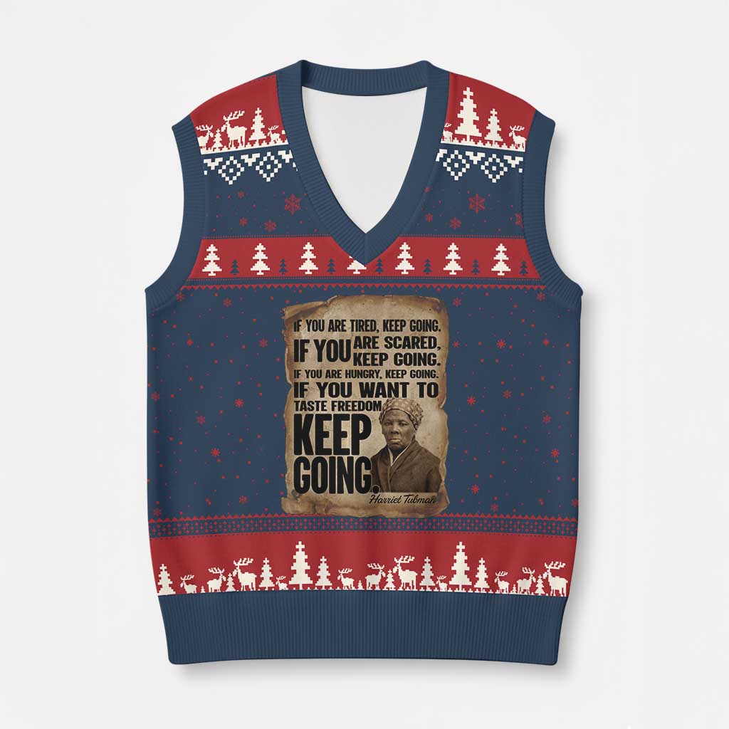 Harriet Tubman Quote V-Neck Knit Sweater Vest Black History African American TS14 Navy Red Print Your Wear