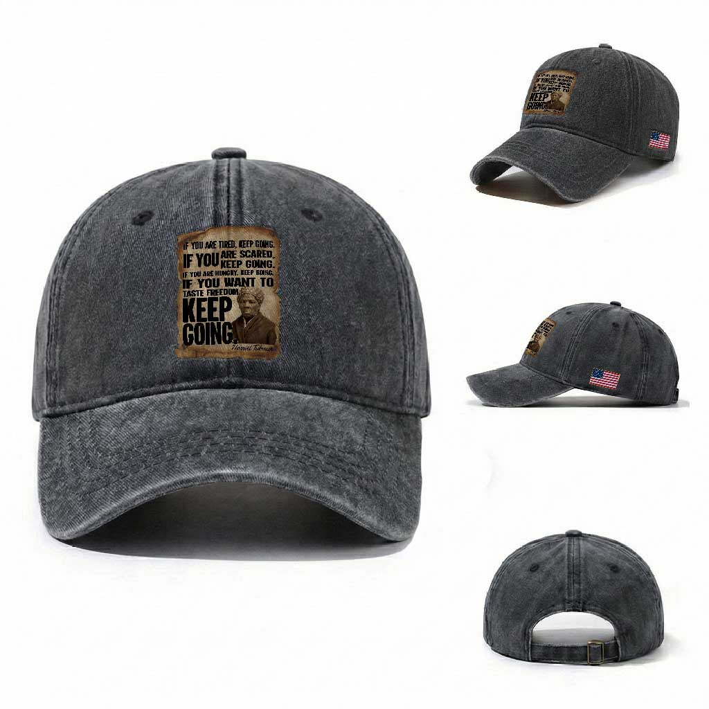 Harriet Tubman Quote Washed Cotton Baseball Cap Black History African American TS14 Washed Cap Universal Fit Dark Gray Print Your Wear