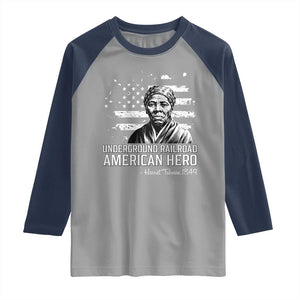 Harriet Tubman Raglan Shirt Underground Railroad American Hero History TS14 Sport Gray Navy Print Your Wear