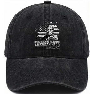 Harriet Tubman Washed Cotton Baseball Cap Underground Railroad American Hero History TS14 Washed Cap Universal Fit Black Print Your Wear