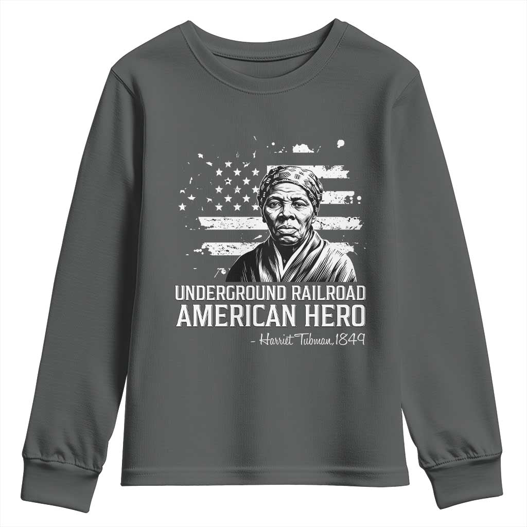 Harriet Tubman Youth Sweatshirt Underground Railroad American Hero History TS14 Dark Heather Print Your Wear