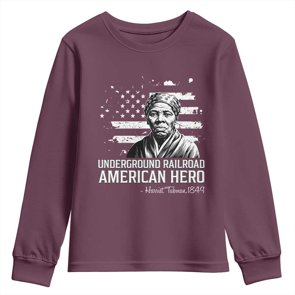 Harriet Tubman Youth Sweatshirt Underground Railroad American Hero History TS14 Maroon Print Your Wear