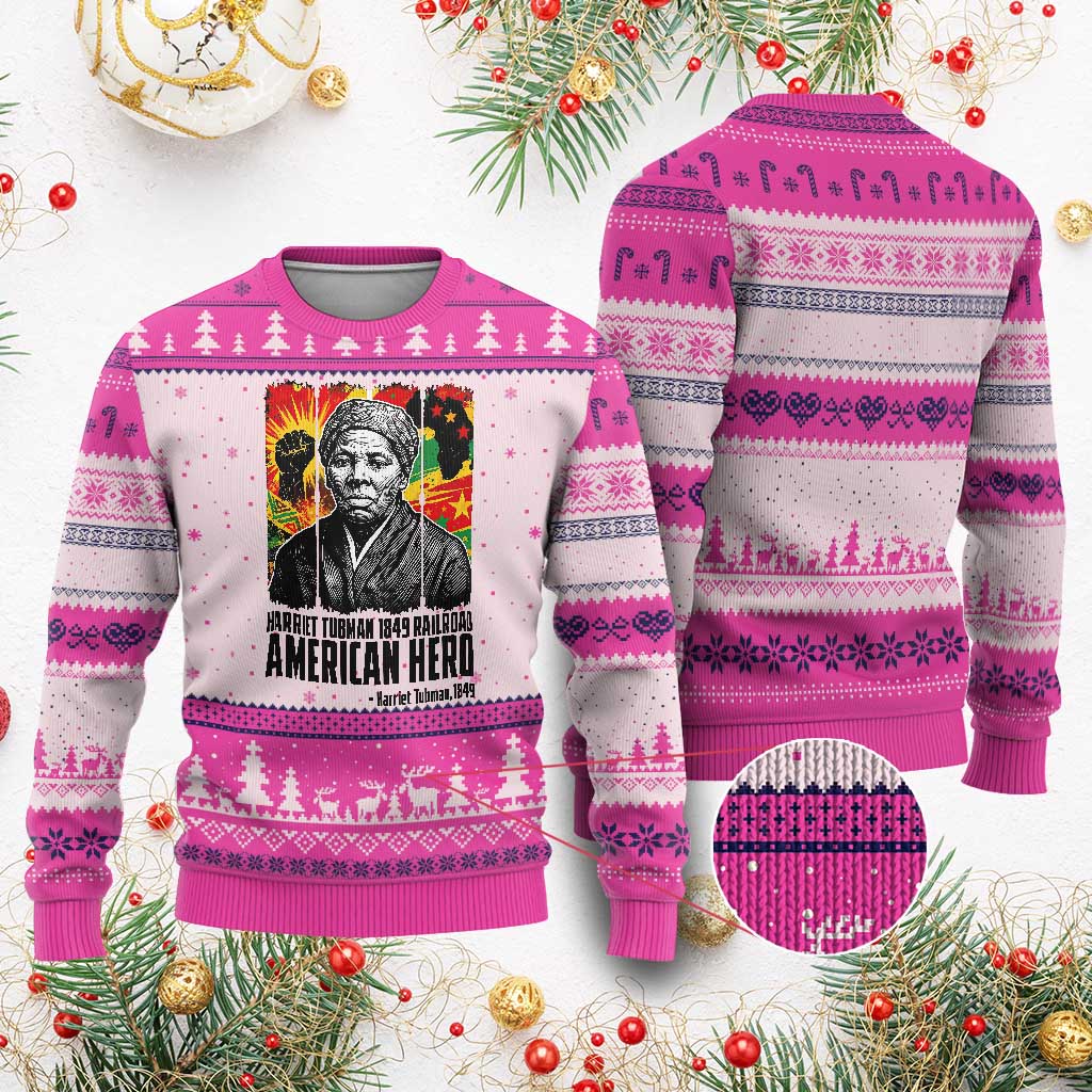 Harriet Tubman Black History Month Ugly Christmas Sweater Underground Railroad American Hero History TS14 Hot Pink Print Your Wear