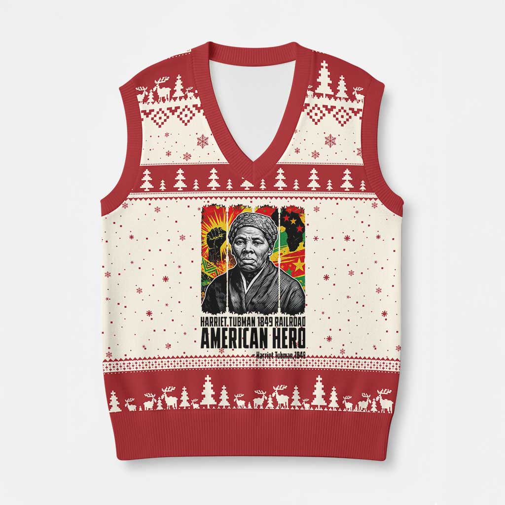Harriet Tubman Black History Month V-Neck Knit Sweater Vest Underground Railroad American Hero History TS14 Beige Red Print Your Wear