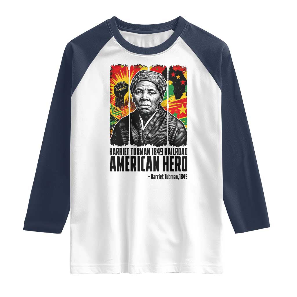 Harriet Tubman Black History Month Raglan Shirt Underground Railroad American Hero History TS14 White Navy Print Your Wear