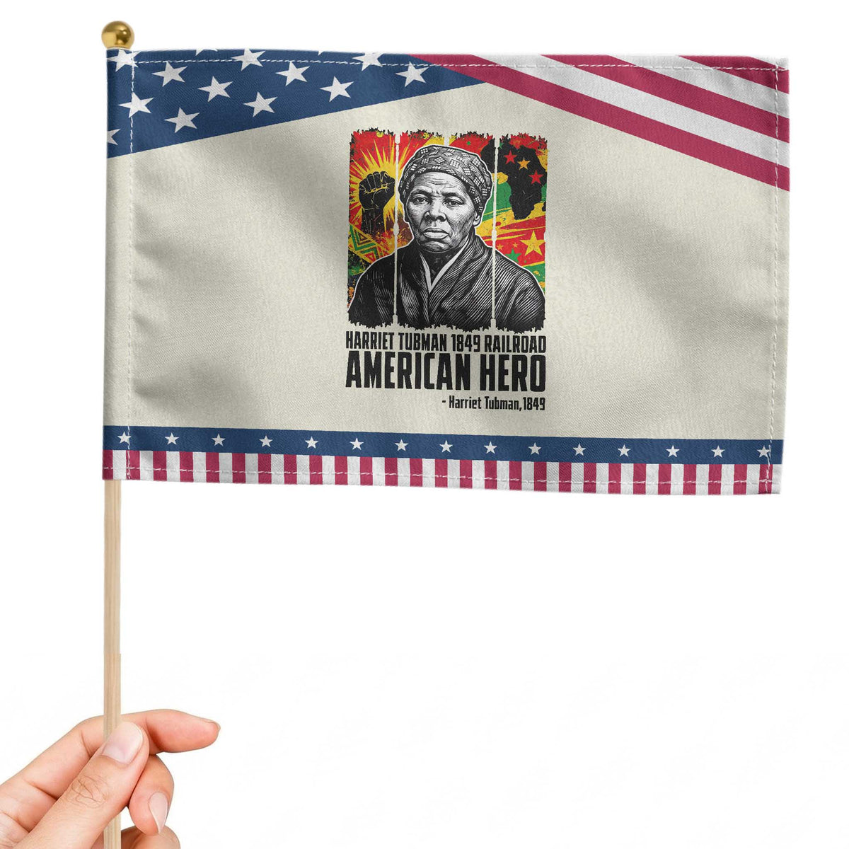 Harriet Tubman Black History Month Patriotic Handheld Flag Underground Railroad American Hero History TS14 Modern 8.2