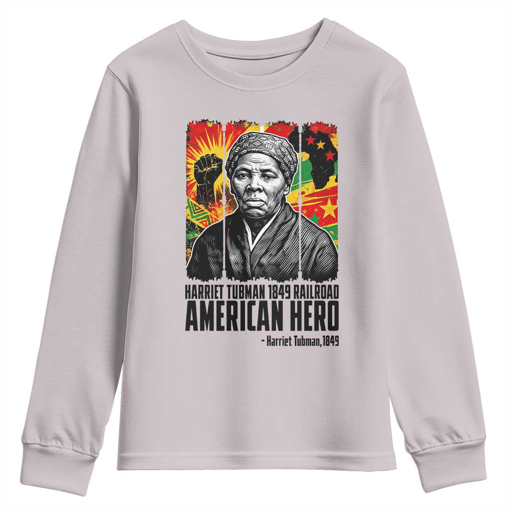 Harriet Tubman Black History Month Youth Sweatshirt Underground Railroad American Hero History TS14 Ice Gray Print Your Wear