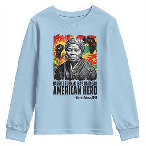 Harriet Tubman Black History Month Youth Sweatshirt Underground Railroad American Hero History TS14 Light Blue Print Your Wear