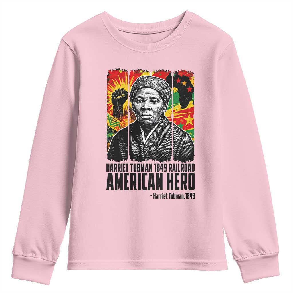 Harriet Tubman Black History Month Youth Sweatshirt Underground Railroad American Hero History TS14 Light Pink Print Your Wear
