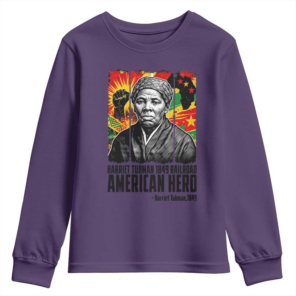 Harriet Tubman Black History Month Youth Sweatshirt Underground Railroad American Hero History TS14 Purple Print Your Wear