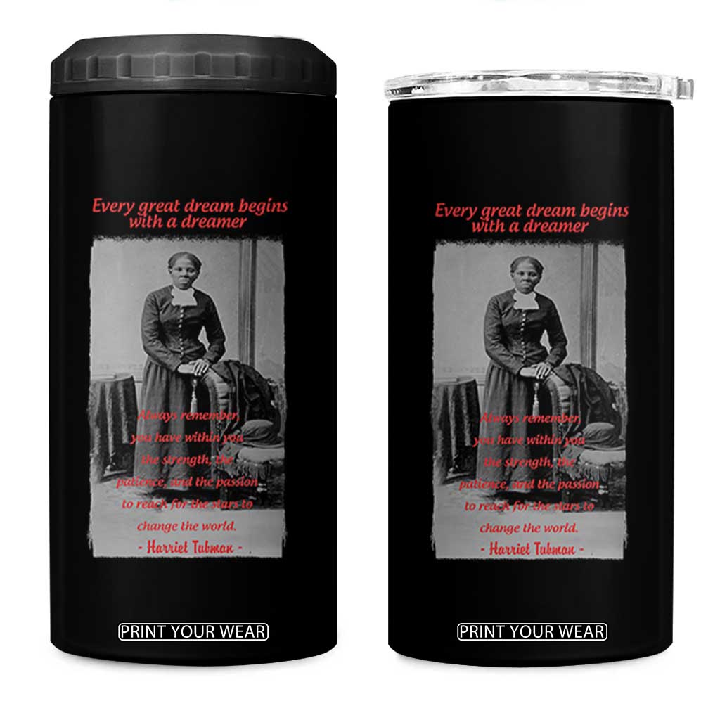 Harriet Tubman 4 in 1 Can Cooler Tumbler Black History Month TS14 One Size: 16 oz Black Print Your Wear