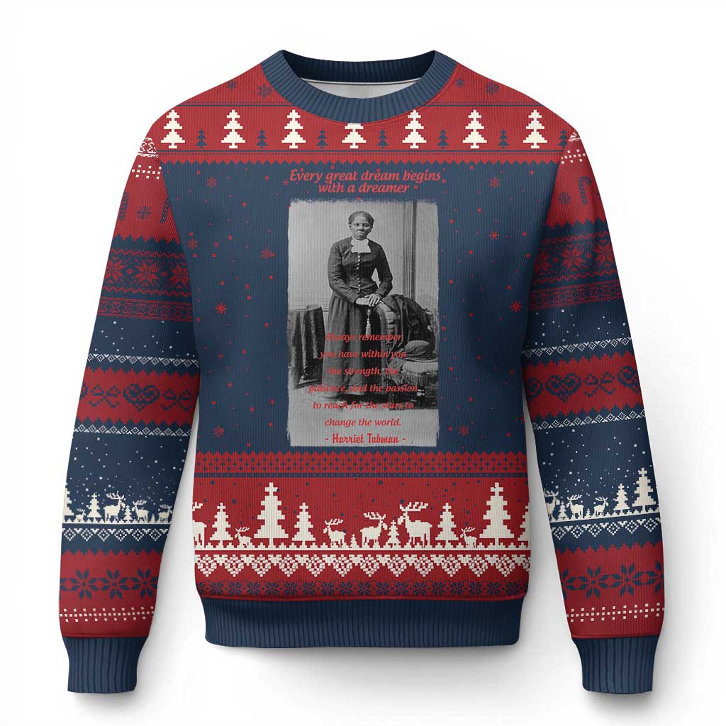 Harriet Tubman Ugly Christmas Sweater Black History Month TS14 Navy Red Print Your Wear