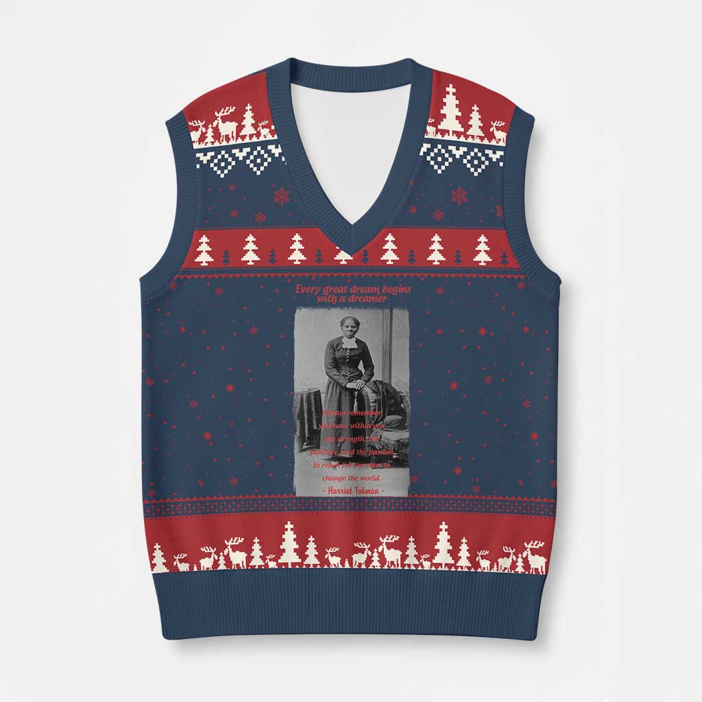 Harriet Tubman V-Neck Knit Sweater Vest Black History Month TS14 Navy Red Print Your Wear
