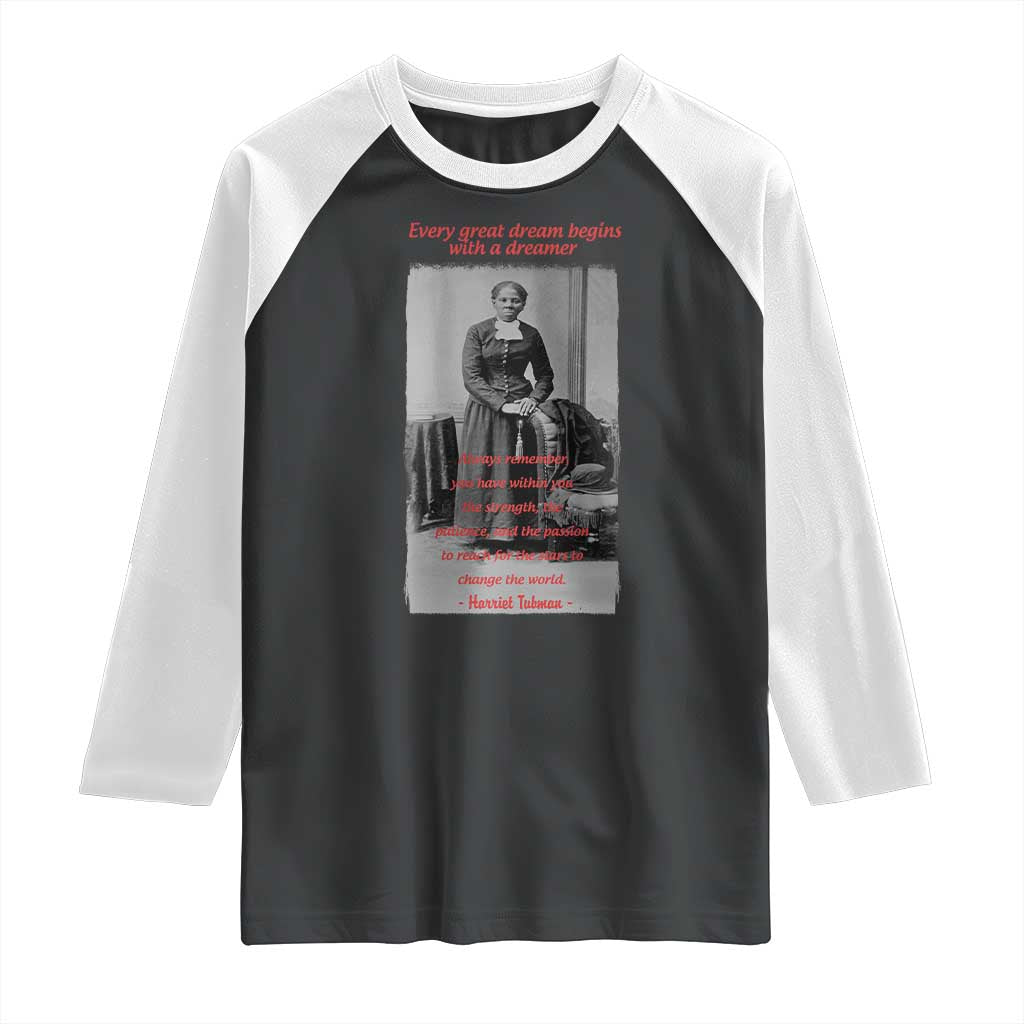 Harriet Tubman Raglan Shirt Black History Month TS14 Black White Print Your Wear