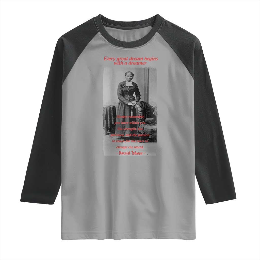 Harriet Tubman Raglan Shirt Black History Month TS14 Sport Gray Black Print Your Wear