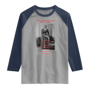 Harriet Tubman Raglan Shirt Black History Month TS14 Sport Gray Navy Print Your Wear