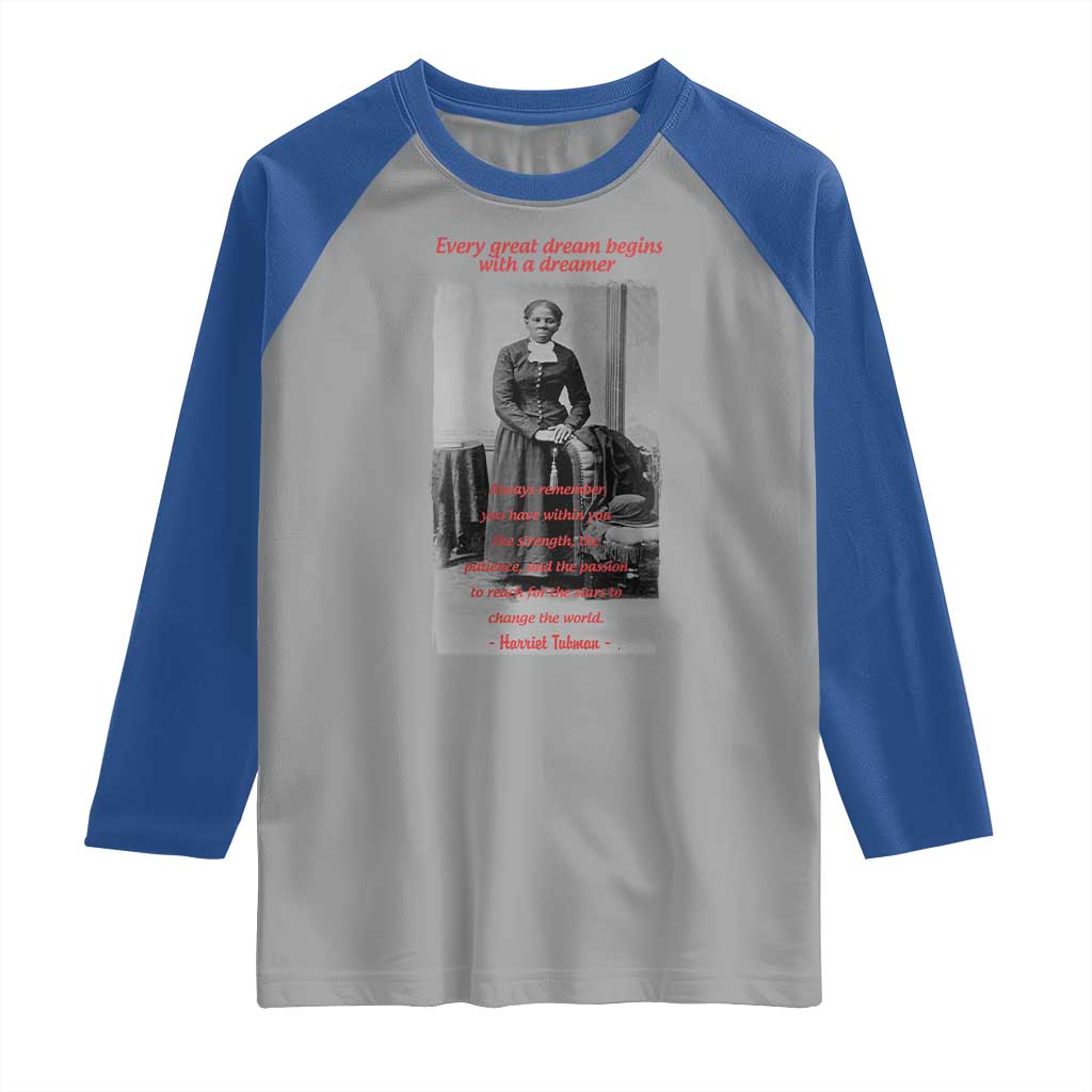 Harriet Tubman Raglan Shirt Black History Month TS14 Sport Gray Royal Print Your Wear