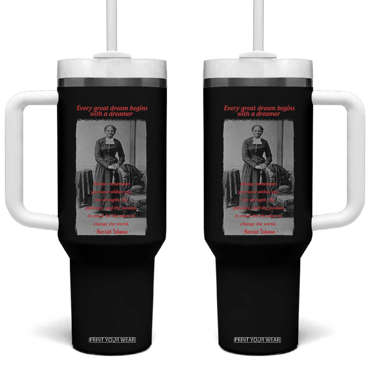 Harriet Tubman Tumbler With Handle Black History Month TS14 One Size: 40 oz Black Print Your Wear