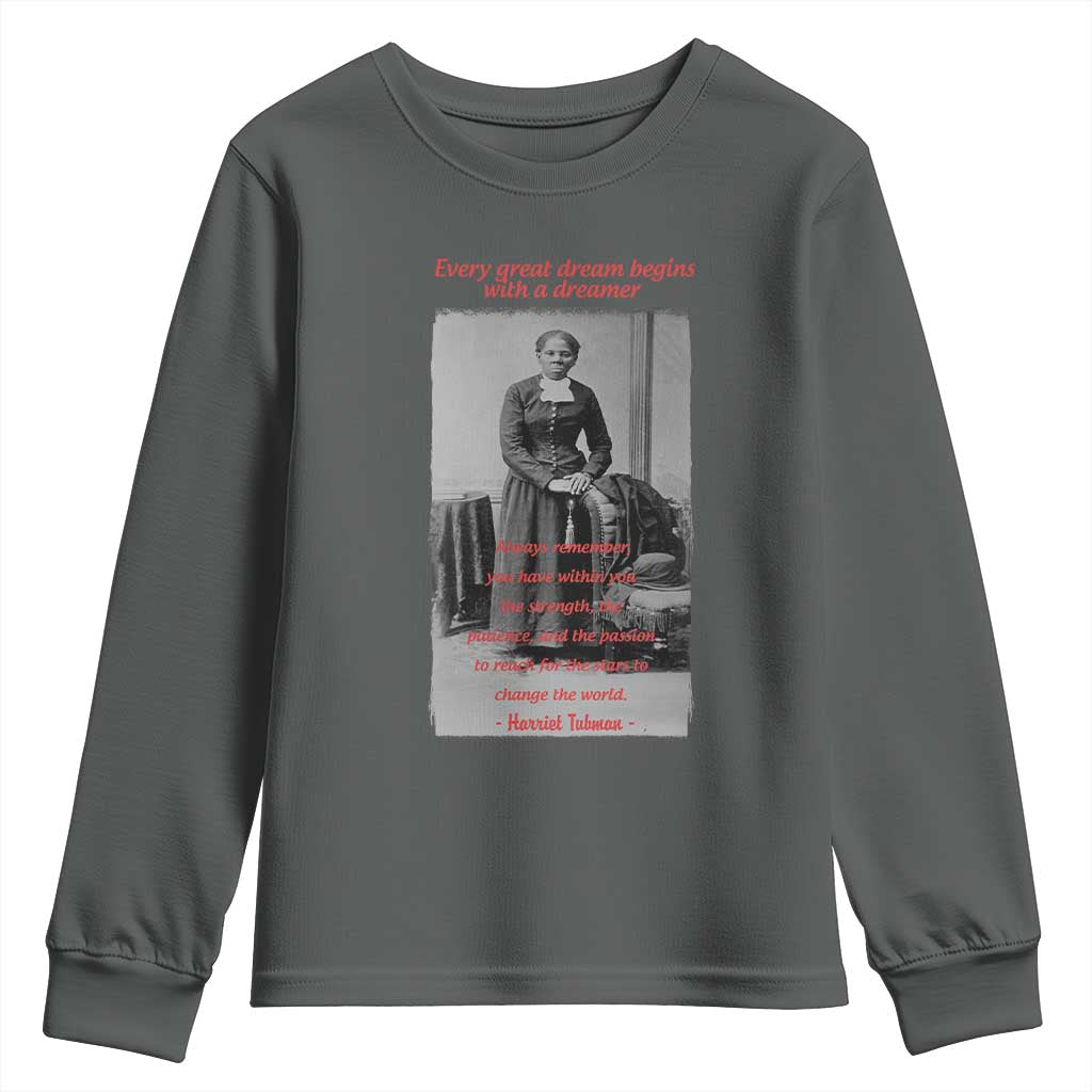 Harriet Tubman Youth Sweatshirt Black History Month TS14 Dark Heather Print Your Wear