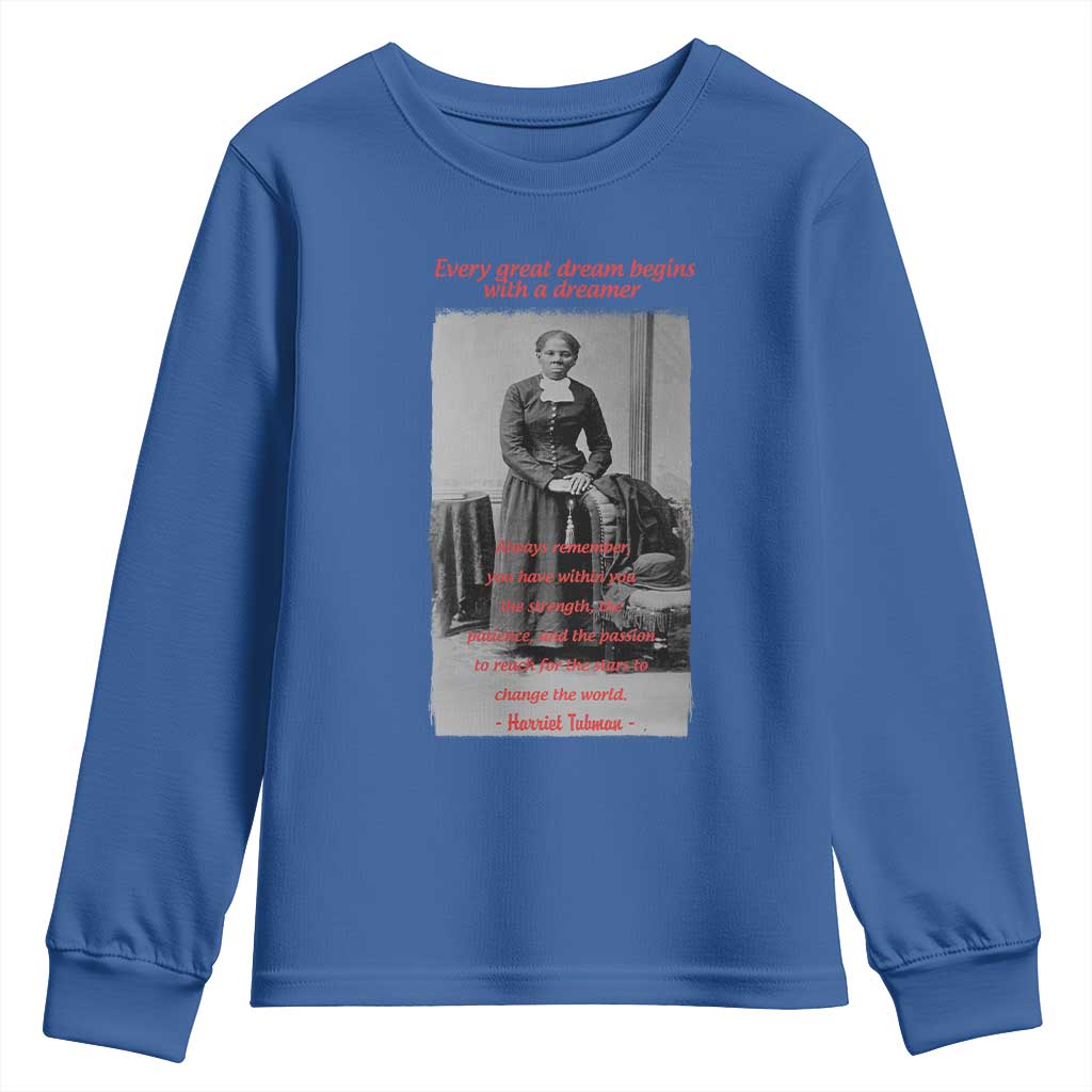 Harriet Tubman Youth Sweatshirt Black History Month TS14 Royal Blue Print Your Wear