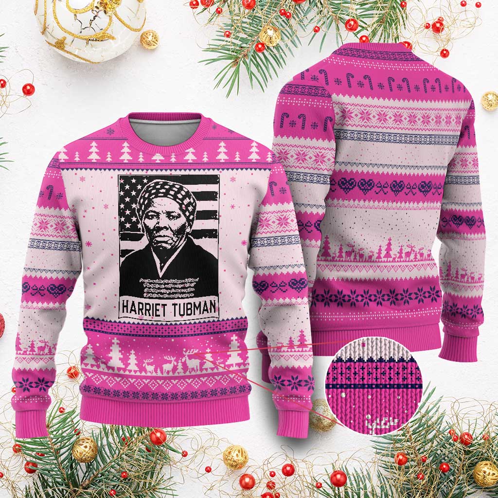 Harriet Tubman Quote Ugly Christmas Sweater Black History Month TS14 Hot Pink Print Your Wear
