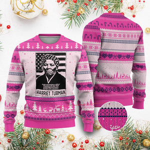 Harriet Tubman Quote Ugly Christmas Sweater Black History Month TS14 Hot Pink Print Your Wear