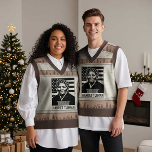 Harriet Tubman Quote V-Neck Knit Sweater Vest Black History Month TS14 Mocha Mousse Print Your Wear