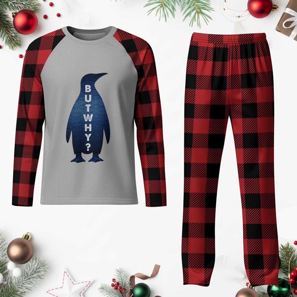 But Why Penguin Plaid Pajama Set Funny Nihilist Hiking Meme TS14 Buffalo Plaid Print Your Wear