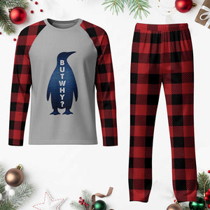 But Why Penguin Plaid Pajama Set Funny Nihilist Hiking Meme TS14 Buffalo Plaid Print Your Wear