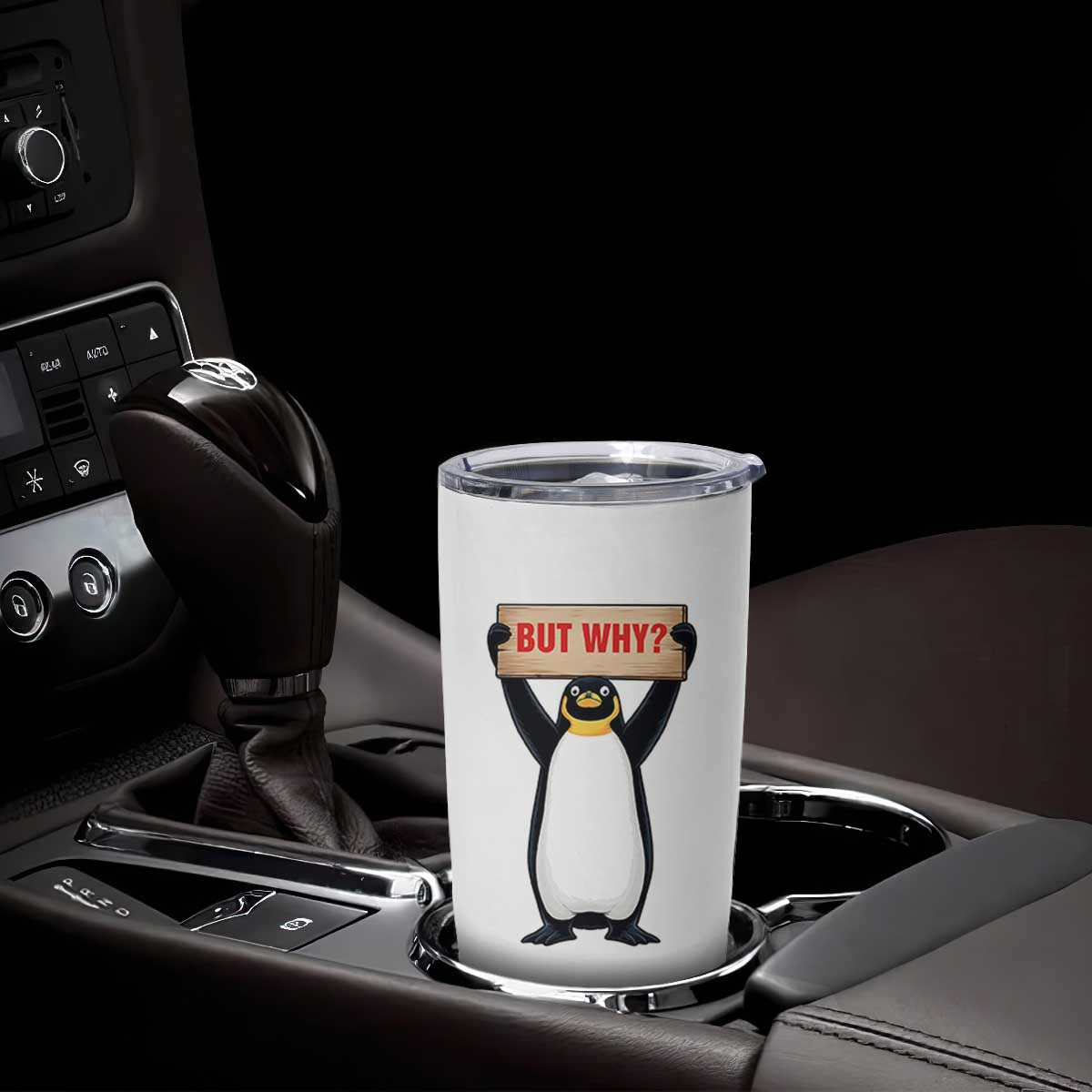 But Why Penguin Tumbler Cup Funny Nihilist Penguin Hiking Meme TS14 Print Your Wear