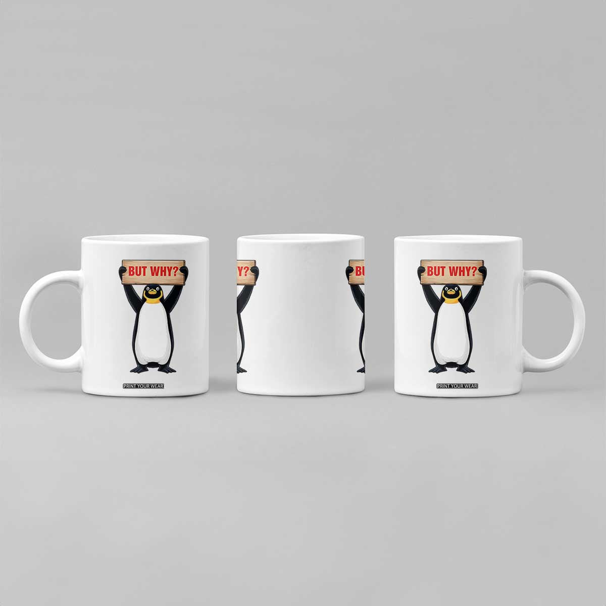 But Why Penguin Coffee Mug Funny Nihilist Penguin Hiking Meme TS14 Print Your Wear