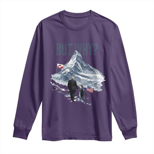 But Why Penguin Long Sleeve Shirt Head Towards The Mountains Penguin Meme TS14 Purple Print Your Wear