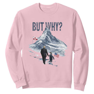 But Why Penguin Sweatshirt Head Towards The Mountains Penguin Meme TS14 Light Pink Print Your Wear