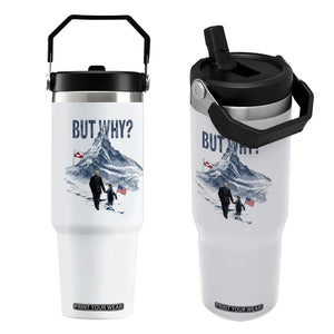But Why Penguin Flip Straw Tumbler Head Towards The Mountains Penguin Meme TS14 One Size: 30 oz White Print Your Wear