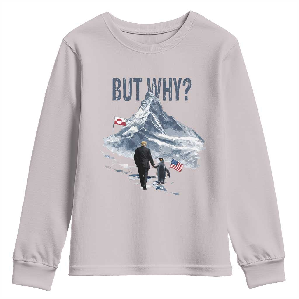 But Why Penguin Youth Sweatshirt Head Towards The Mountains Penguin Meme TS14 Ice Gray Print Your Wear